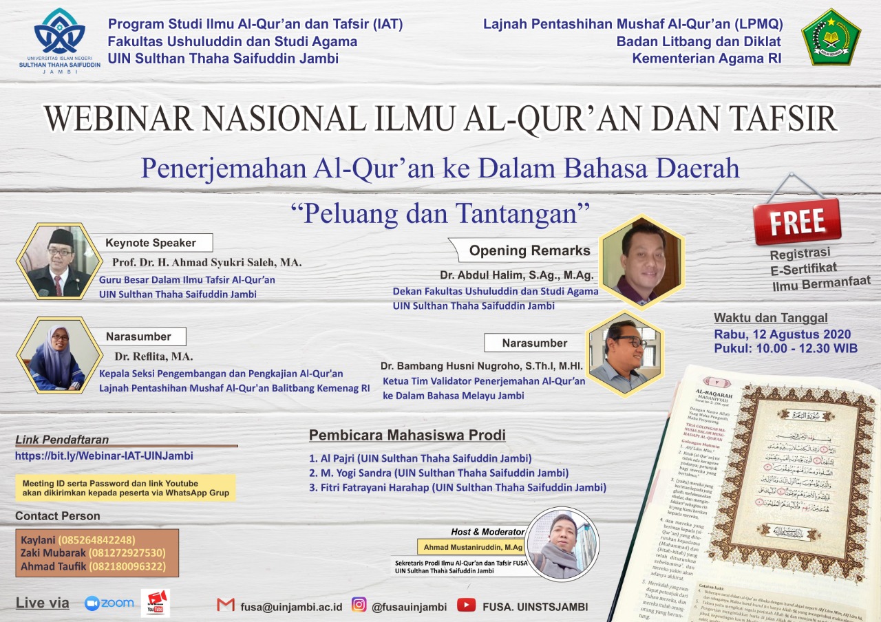 WEBINAR NASIONAL ILMU AL QURAN & TAFSIR