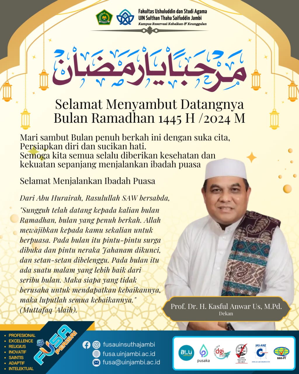 Selamat Menyambut Datangnya Bulan Ramadan 1445 Hijriah